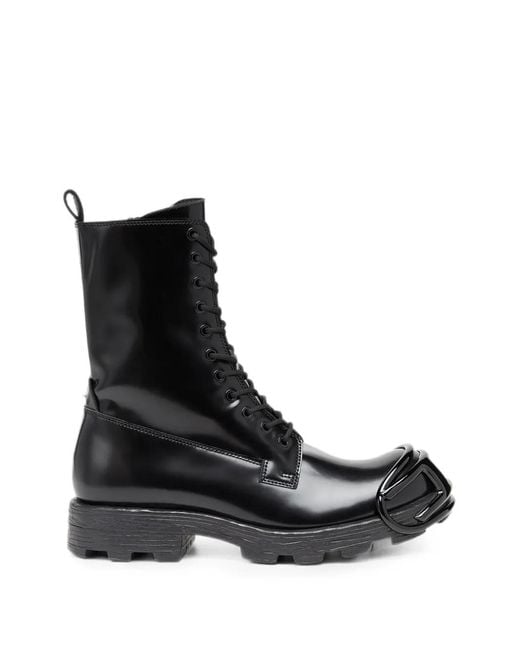 DIESEL Black D-Hammer Lace-Up Boots for men