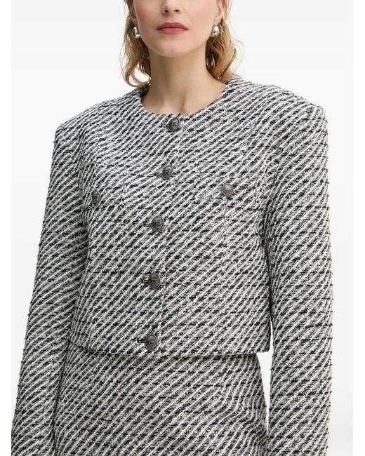 Gestuz Gray Tweed Button-Detailed Jacket