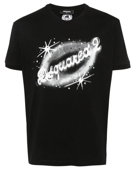 T-shirt en coton à logo imprimé DSquared² pour homme en coloris Black