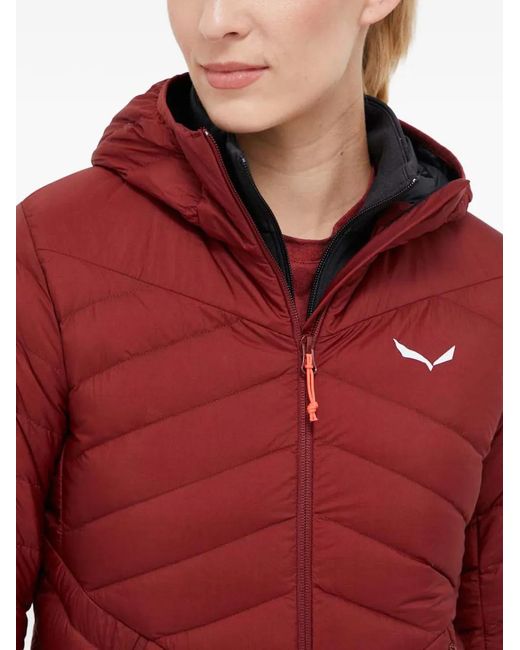 Salewa Red Hooded Quilted Jacket