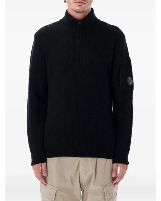 メンズ C P Company Zip-neck Sweater Black