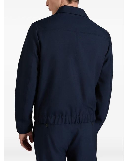 Montedoro Blue Collared Zip Bomber Jacket for men