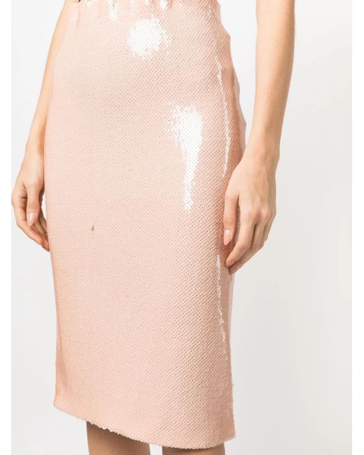 N°21 Pink Sequin-Design Midi Skirt