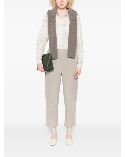 Apuntob White Stripe-Pattern Shirt