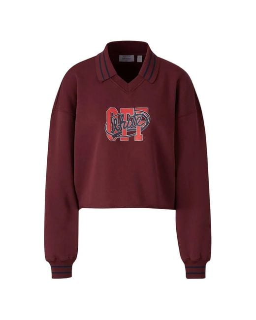 Off-White c/o Virgil Abloh Red Cropped Cotton Hoodie