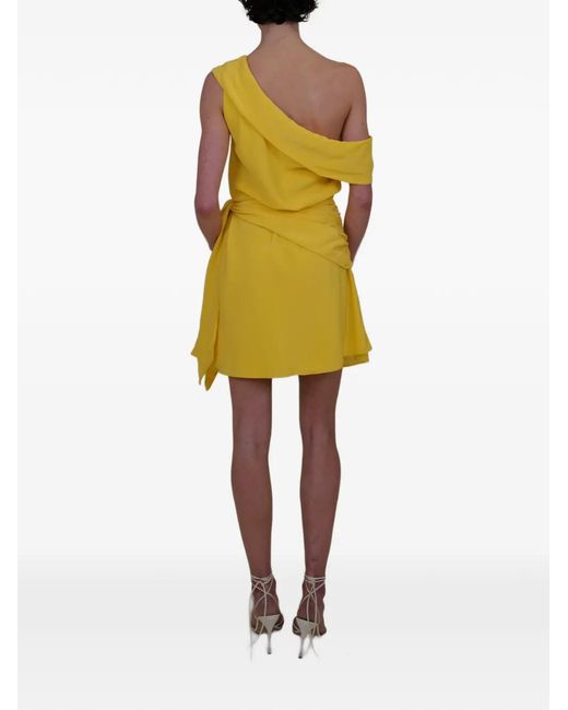 Azeeza Yellow Kavari One-Shoulder Mini Dress