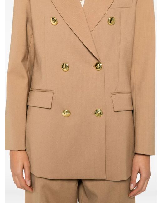 Pinko New Guinea Button-Up Blazer Met Dubbele Rij Knopen in het Natural