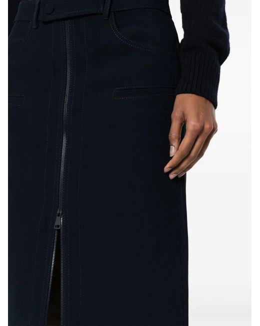 N°21 Blue Zip-Up Midi Pencil Skirt