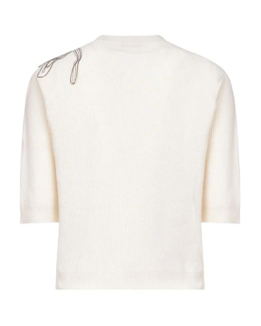 Brunello Cucinelli White Chain-Embellished Top