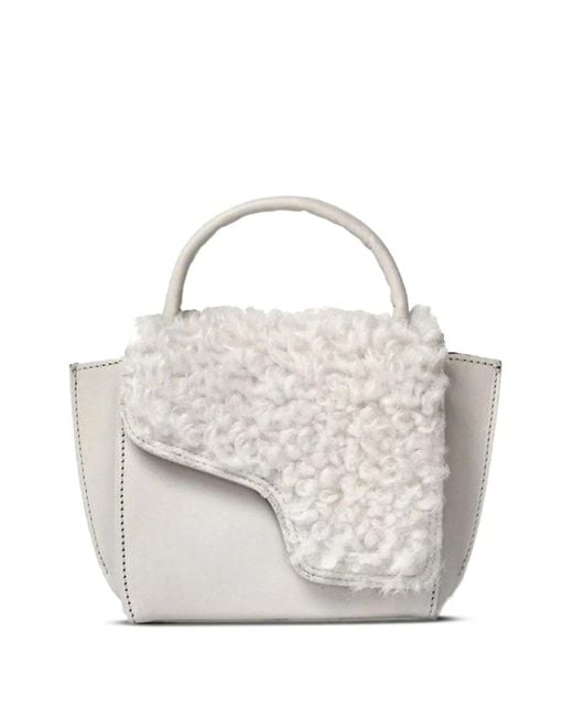 Atp Atelier White Shearling-Panel Tote Bag