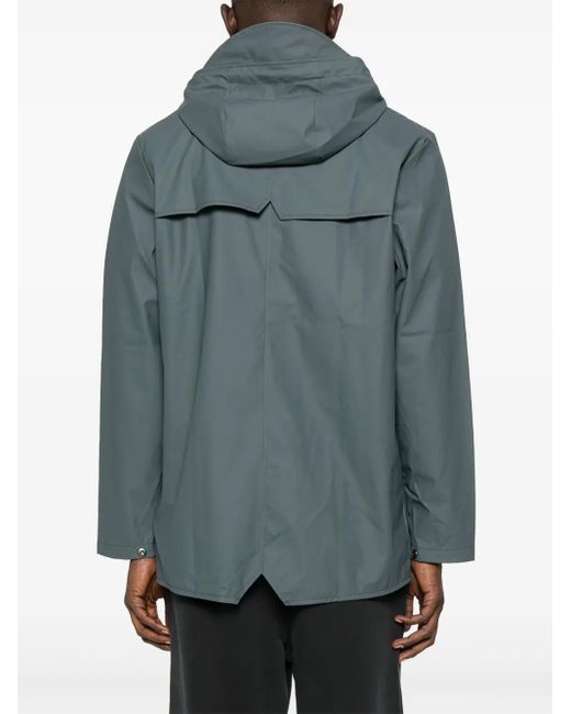Rains Blue Snap-Button Hooded Raincoat