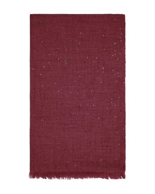 Brunello Cucinelli Purple Sequin-Embellished Fringed Scarf