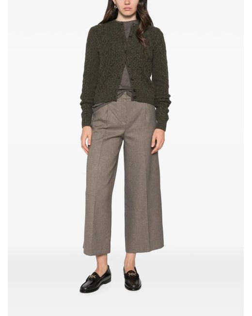 Bompard Green Cable-Knit Cardigan