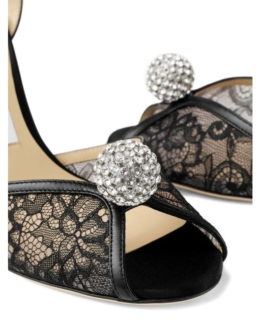 Jimmy Choo Black Sacora 85 Lace Sandals