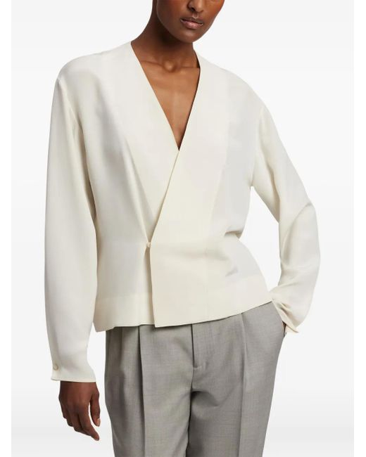 Ralph Lauren White Wrap-Front Long-Sleeve Top