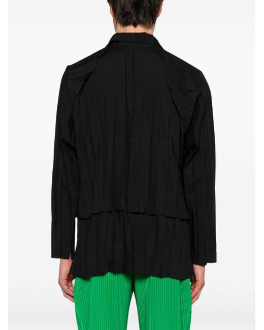 Chemise plissée à design superposé Homme Plissé Issey Miyake pour homme en coloris Black