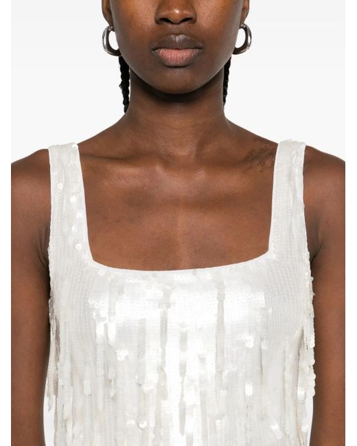 Staud White Le Sable Sequin-Embellished Mini Dress