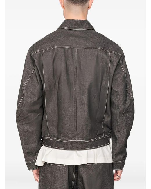 JOE CHIA Gray Zip-Pocket Denim Jacket for men