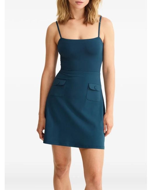 Eres Blue A-Line Midi Skirt