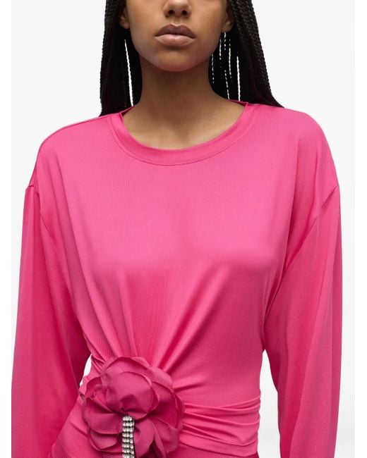 Area Pink Crystal-Flower Draped Top