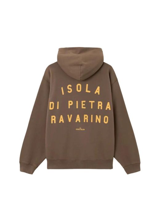 Stone Island Brown Graphic-Print Hoodie for men