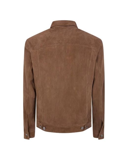 Giorgio Brato Brown Button Suede Jacket for men