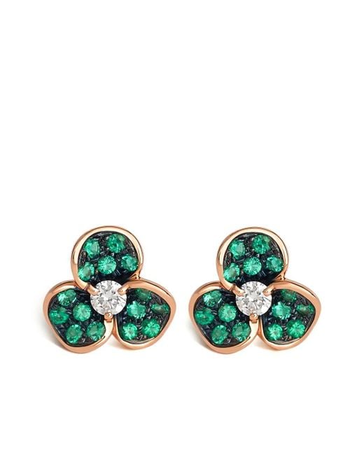 Leo Pizzo Green 18K Rose Candy Flora Emerald Earrings