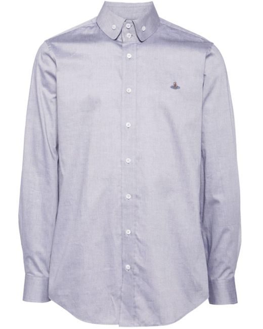 Vivienne Westwood Blue Embroidered-orb Cotton Shirt for men