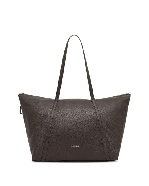 Coccinelle Brown Nory Grained-Leather Tote Bag