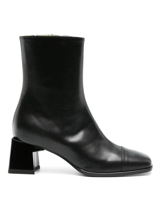 CAREL PARIS Black Odeon Leather Ankle Boots