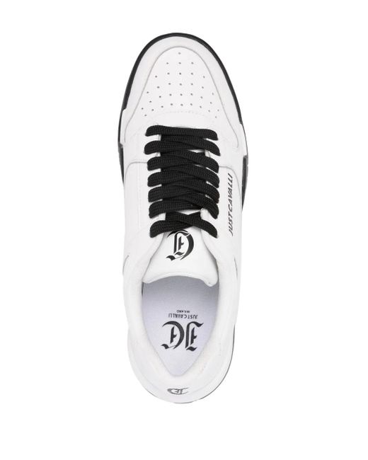 Just Cavalli White Style Dis. 1 Leather Sneakers for men