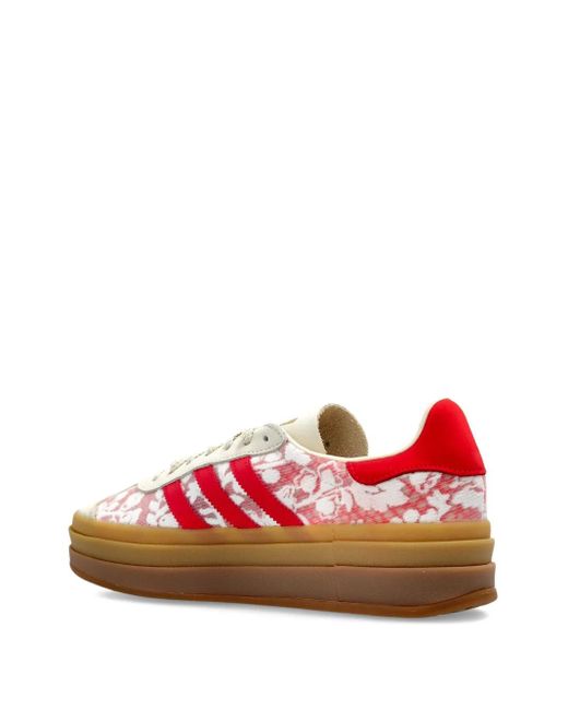 Adidas Red Floral-Print Platform Sneakers
