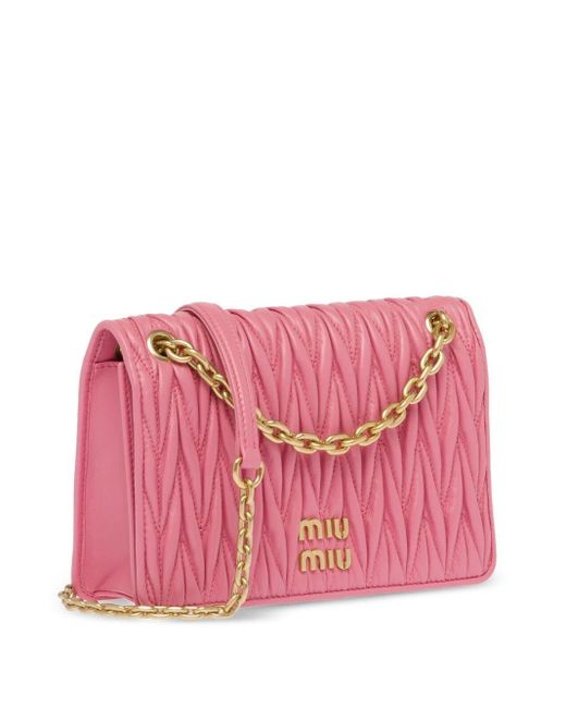 Miu Miu Pink Matelassé Nappa Leather Mini Bag
