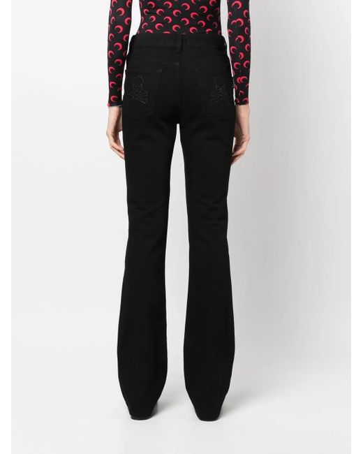 Philipp Plein Black Skull Flared High-Waisted Jeans