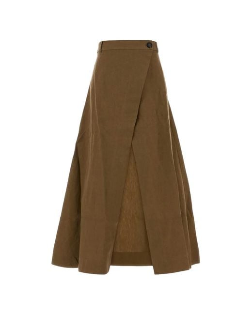 LeKasha Natural Wrap-Front Linen Skirt