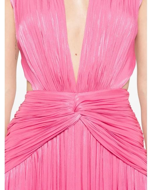 Costarellos Pink Silla Cutout-Detail V-Neck Maxi Dress
