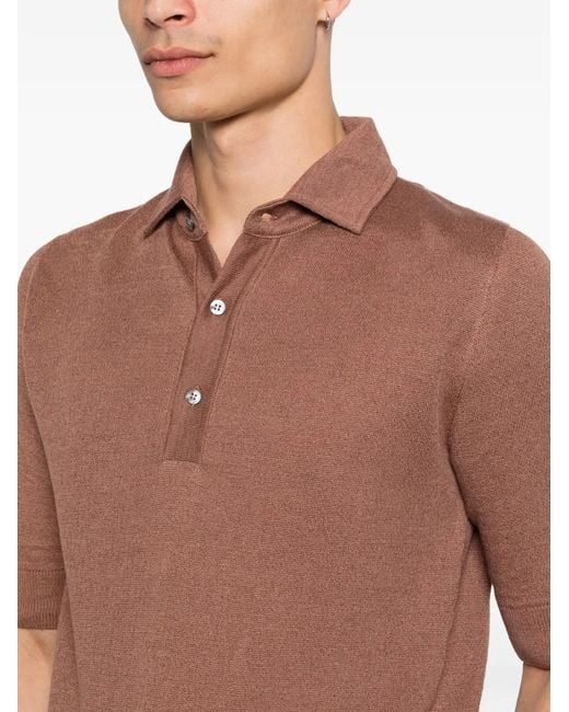 Lardini Brown Buttoned Polo Shirt for men