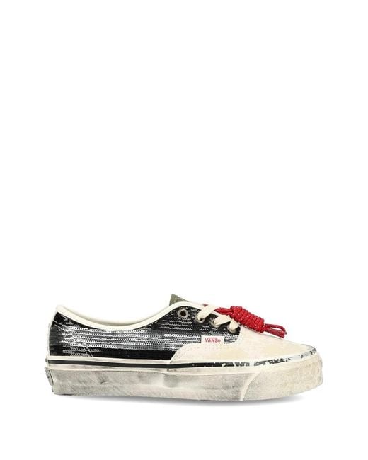 Vans White Authentic Sequin-Embellishment Sneakers for men