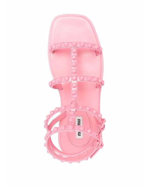 Miu Miu Pink Studded Gladiator Sandals