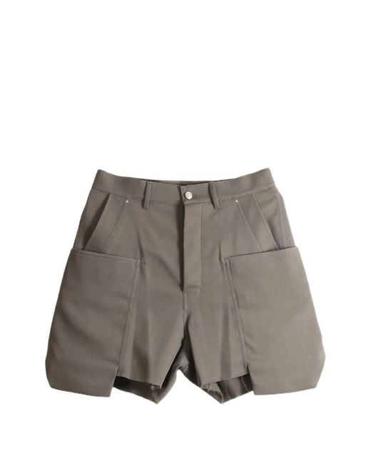 Rick Owens Gray Raw-Edge Panelled Shorts for men