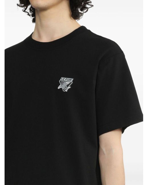 Izzue Black Shark-print Cotton T-shirt for men