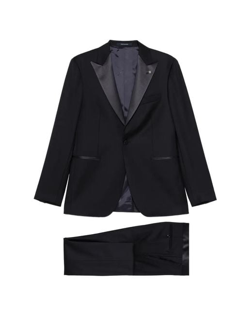 Tagliatore Black Shawl-Lapel Suit for men