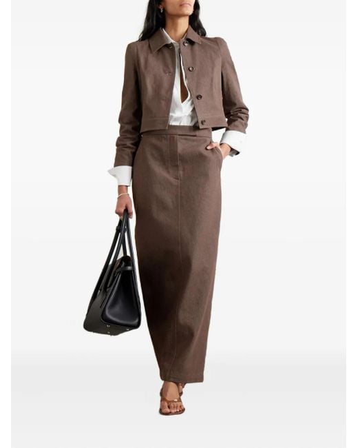 Max Mara Brown Pocket-Detail Midi Skirt
