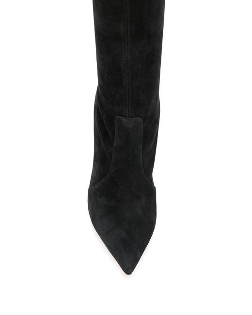 Casadei Cuissardes Black Suede Boots With Blade Heel Woman