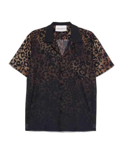 Amaranto Black Leopard-Print Shirt for men
