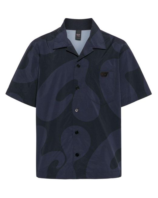 Alpha Tauri Blue Abstract-print Bowling Shirt for men