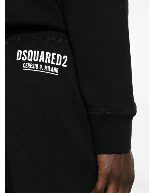DSquared² Black Logo-print Cotton Track Pants for men