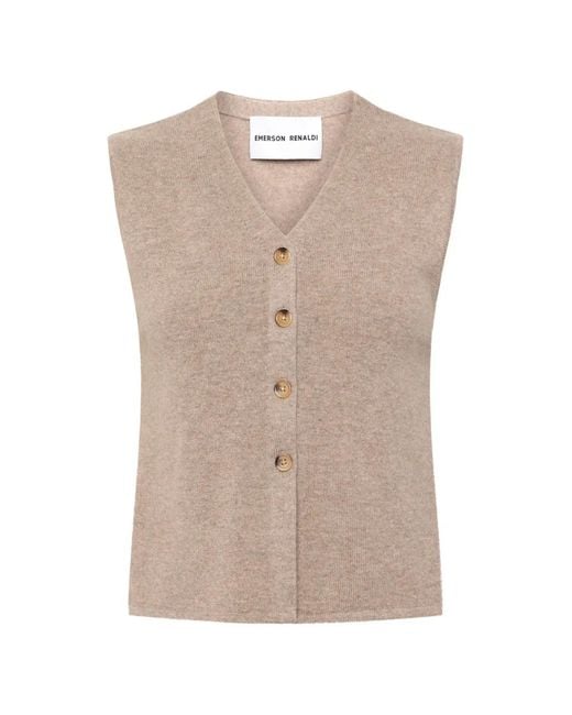EMERSON RENALDI Natural V-Neck Button-Up Vest