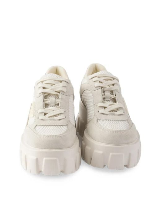 Prada White Monolith Suede And Mesh Fabric Sneakers