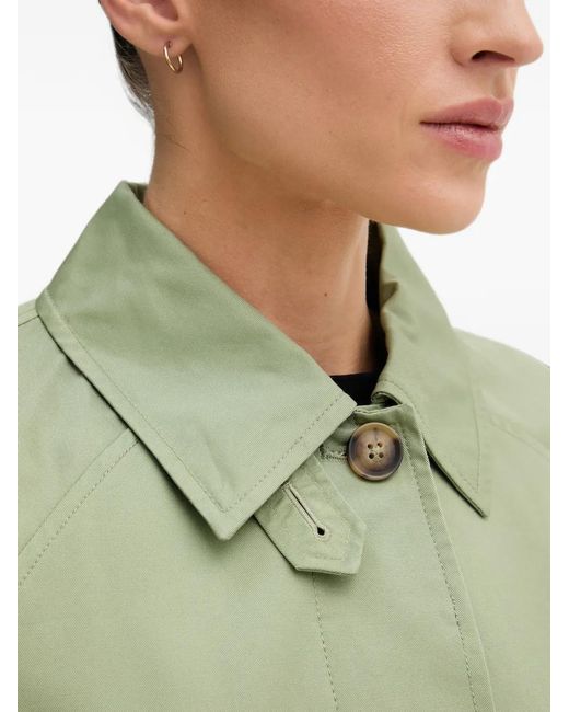 Benetton Green Button-Fastening Raglan-Sleeve Coat